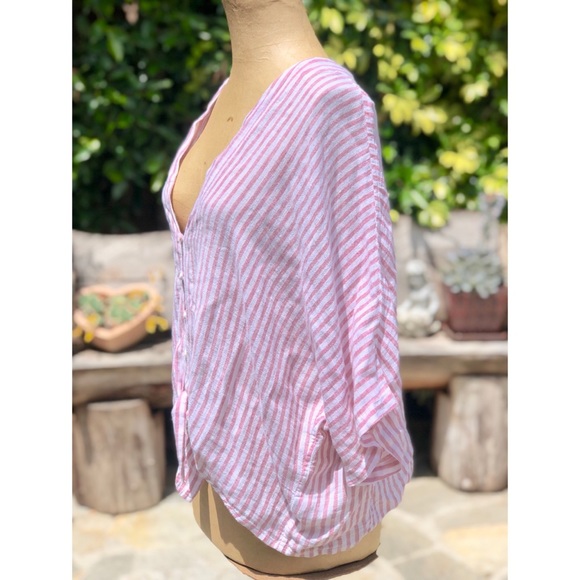 Thea Carmine Stripe Tie-Front Top - Picture 6 of 8